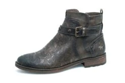 Mustang 1265-515 Medium Brown Textured Faux Leather Low Heel Western Ankle Boots