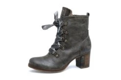 Mustang 1286-503 Dark Grey Faux Leather Lace Up High Heel Ankle Boots
