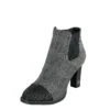 Mustang 1335-503 Black Grey Tweed Check Fabric High Heel Ankle Boots -Fashion Shoe Store mustang 1335 503 black grey tweed check fabric high heel ankle boots 122410
