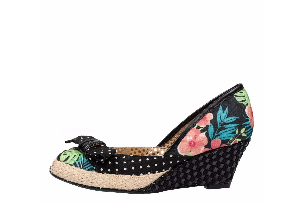 Poetic Licence Charmed Life Black Floral Peep Toe Wedge Shoes 3 Poetic Licence Charmed Life Black Floral Peep Toe Wedge Shoes