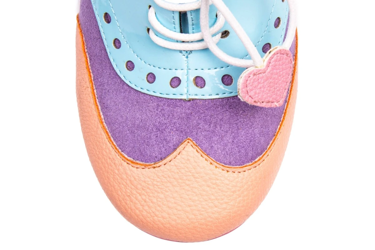 Poetic Licence Clara Bow Pink Multi Pastel Mid Heel Lace Up Brogue Shoes 7 Poetic Licence Clara Bow Pink Multi Pastel Mid Heel Lace Up Brogue Shoes - Image 5