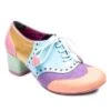 Poetic Licence Clara Bow Pink Multi Pastel Mid Heel Lace Up Brogue Shoes