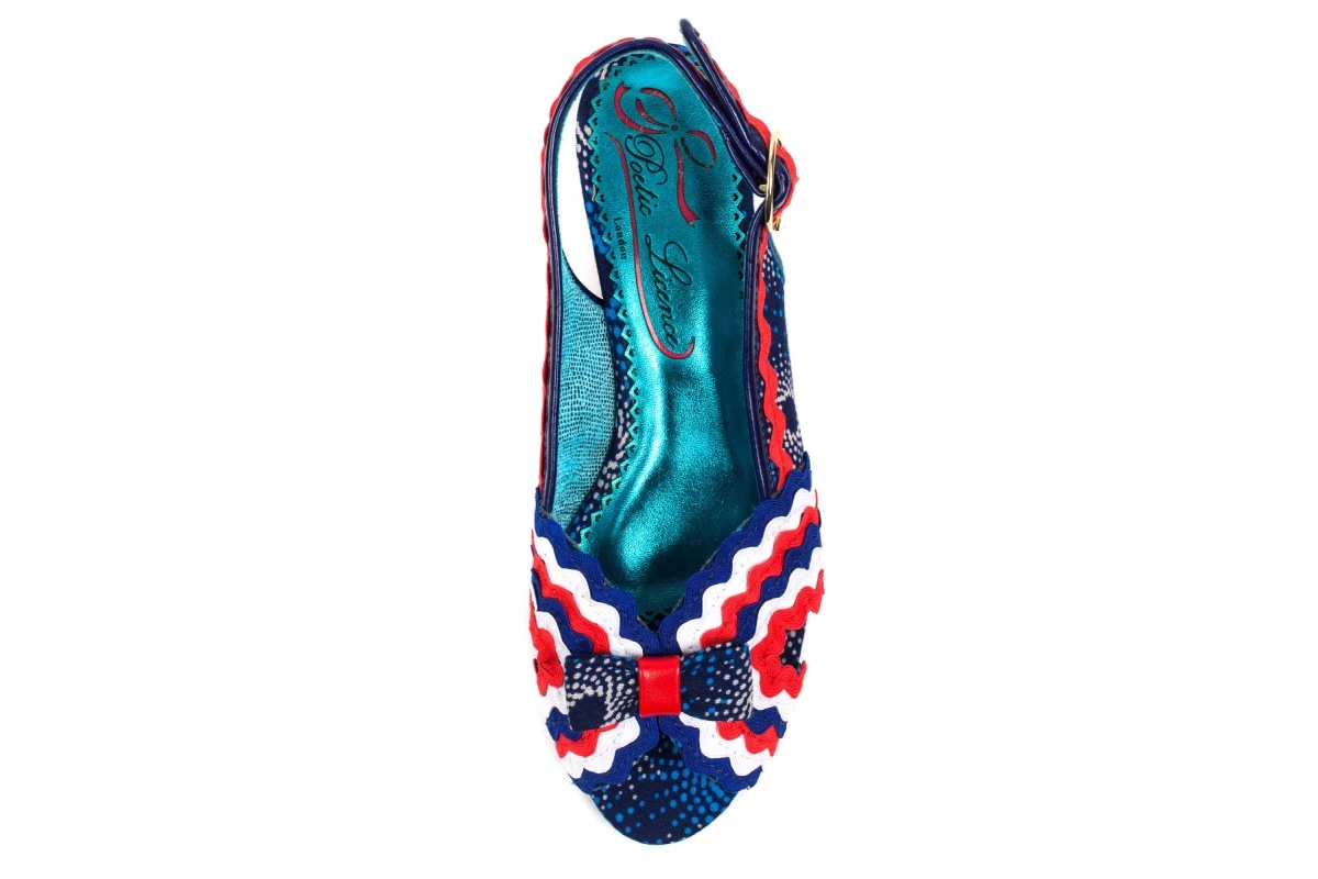Poetic Licence Ruthie Ruffle Navy Red White Low Heel Wedge Sandals 7 Poetic Licence Ruthie Ruffle Navy Red White Low Heel Wedge Sandals - Image 5
