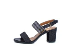 Refresh 69598 Navy Denim High Block Heel Open Toe Sandals