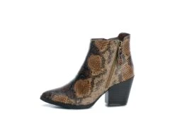 Refresh Camel Brown Faux Snakeskin Block Heel Ankle Boots 69185