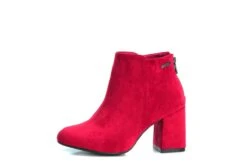 Refresh Red Faux Suede Block Heel Ankle Boots 69286