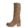 Refresh Taupe Brown Faux Leather Block Heel Fur Lined Knee Boots 69137 -Fashion Shoe Store refresh taupe brown faux leather block heel fur lined knee boots 69137 128189