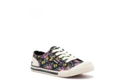 Rocket Dog Jazzin Prairie Place Black Floral Canvas Low Top Trainers