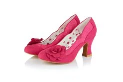 Ruby Shoo Chrissie Fuchsia Pink Lace High Heel Flower Court Shoes