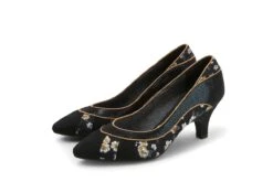 Ruby Shoo Daphne Black Yellow Floral Mid Heel Court Shoes -Fashion Shoe Store ruby shoo daphne black yellow floral mid heel court shoes 79992