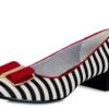 Ruby Shoo June Black Red Stripe Low Heel Bow Court Shoes -Fashion Shoe Store ruby shoo june black red stripe low heel bow court shoes 32622