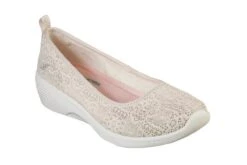 Skechers Arya Airy Days Natural Cream Crochet Memory Foam Wedge Shoes