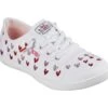 Skechers Bobs B Cute Love Brigade White Red Pink Heart Canvas Trainers
