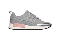 Skechers Bobs B Real Grey Pink Silver Silver Memory Foam Trainers -Fashion Shoe Store skechers bobs b real grey pink silver silver memory foam trainers 177718