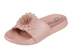 Skechers Cali 2nd Take Metal Petal Pink Flat Slide Flower Sandals