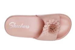 Skechers Cali 2nd Take Metal Petal Pink Flat Slide Flower Sandals -Fashion Shoe Store skechers cali 2nd take metal petal pink flat slide flower sandals 55959
