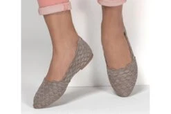 Skechers Cleo Honeycomb Dark Taupe Memory Foam Ballet Shoes -Fashion Shoe Store skechers cleo honeycomb dark taupe memory foam ballet shoes 139692