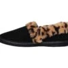 Skechers Cozy Campfire Frisky Gal Black Leopard Faux Fur Memory Foam Slippers