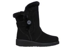 Skechers Keepsakes Wedge Cozy Peak Black Suede Ankle Boots