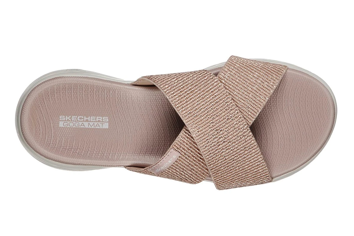 Skechers On The Go 600 Glistening Rose Gold Cross Strap Comfort Sandals 6 Skechers On The Go 600 Glistening Rose Gold Cross Strap Comfort Sandals - Image 4