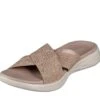 Skechers On The Go 600 Glistening Rose Gold Cross Strap Comfort Sandals