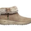 Skechers On The Go Joy Savvy Dark Taupe Suede Faux Fur Ankle Boots