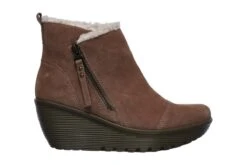 Skechers Parallel Off Hours Mushroom Taupe Suede Wedge Heel Ankle Boots