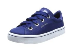 Skechers Street Hi Lites Satin Stoppers Navy Canvas Memory Foam Trainers