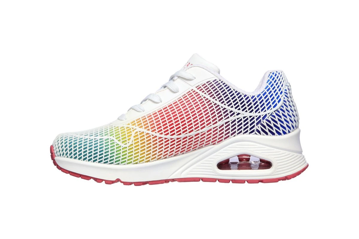 Skechers Street Uno Eye Catching White Multi Rainbow Memory Foam Trainers 4 Skechers Street Uno Eye Catching White Multi Rainbow Memory Foam Trainers - Image 2