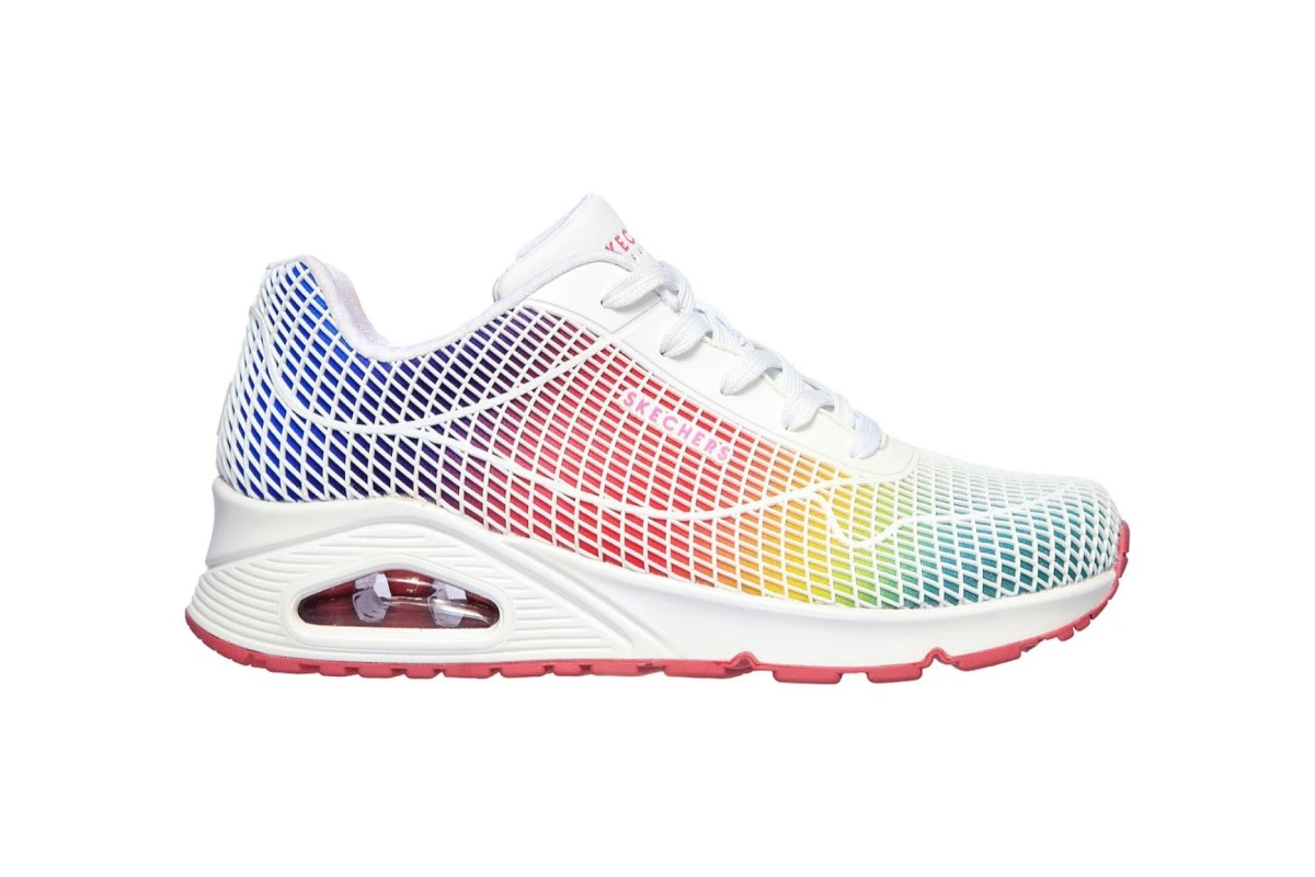 Skechers Street Uno Eye Catching White Multi Rainbow Memory Foam Trainers 5 Skechers Street Uno Eye Catching White Multi Rainbow Memory Foam Trainers - Image 3