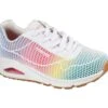 Skechers Street Uno Eye Catching White Multi Rainbow Memory Foam Trainers -Fashion Shoe Store skechers street uno eye catching white multi rainbow memory foam trainers 164707