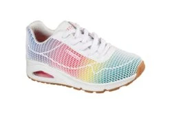 Skechers Street Uno Eye Catching White Multi Rainbow Memory Foam Trainers