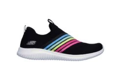 Skechers Ultra Flex Brightful Day Black Multi Rainbow Memory Foam Slip On Trainers -Fashion Shoe Store skechers ultra flex brightful day black multi rainbow memory foam slip on trainers 91389