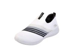 Skechers Ultra Flex Brightful Day White Black Memory Foam Slip On Trainers