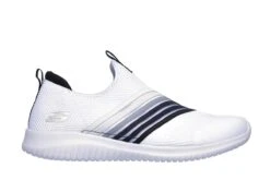 Skechers Ultra Flex Brightful Day White Black Memory Foam Slip On Trainers -Fashion Shoe Store skechers ultra flex brightful day white black memory foam slip on trainers 93582