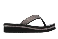Skechers Vinyasa Unicorn Mist Black Glitter Low Wedge Sandals Flip Flops -Fashion Shoe Store skechers vinyasa unicorn mist black glitter low wedge sandals flip flops 106043