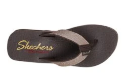 Skechers Vinyasa Unicorn Mist Chocolate Brown Glitter Low Wedge Sandals Flip Flops -Fashion Shoe Store skechers vinyasa unicorn mist chocolate brown glitter low wedge sandals flip flops 106046