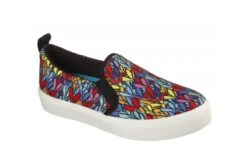 Skechers X J Goldcrown Poppy Heart Inlove Black Multi Slip On Vegan Trainers