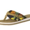 Tamaris 27109 Black Pineapple Print Flat Toe Post Flip Flops Sandals -Fashion Shoe Store tamaris 27109 black pineapple print flat toe post flip flops sandals 57066