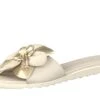 Tamaris 27128 Ivory Comb Metallic Flower Flat Leather Slide Sandals 2 Tamaris 27128 Ivory Comb Metallic Flower Flat Leather Slide Sandals -Fashion Shoe Store tamaris 27128 ivory comb metallic flower flat leather slide sandals 54503