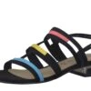 Tamaris 28213 Black Faux Suede Low Heel Multi Strap Sandals