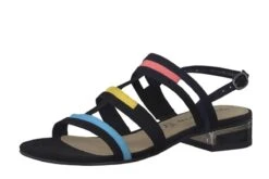 Tamaris 28213 Black Faux Suede Low Heel Multi Strap Sandals