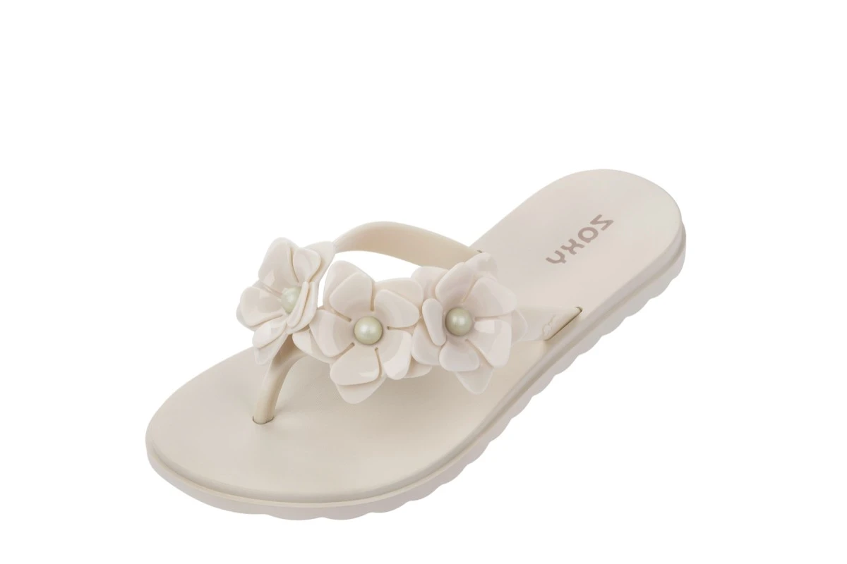 Zaxy Fresh Flower Ivory Flower Flip Flops Flat Sandals 3 Zaxy Fresh Flower Ivory Flower Flip Flops Flat Sandals
