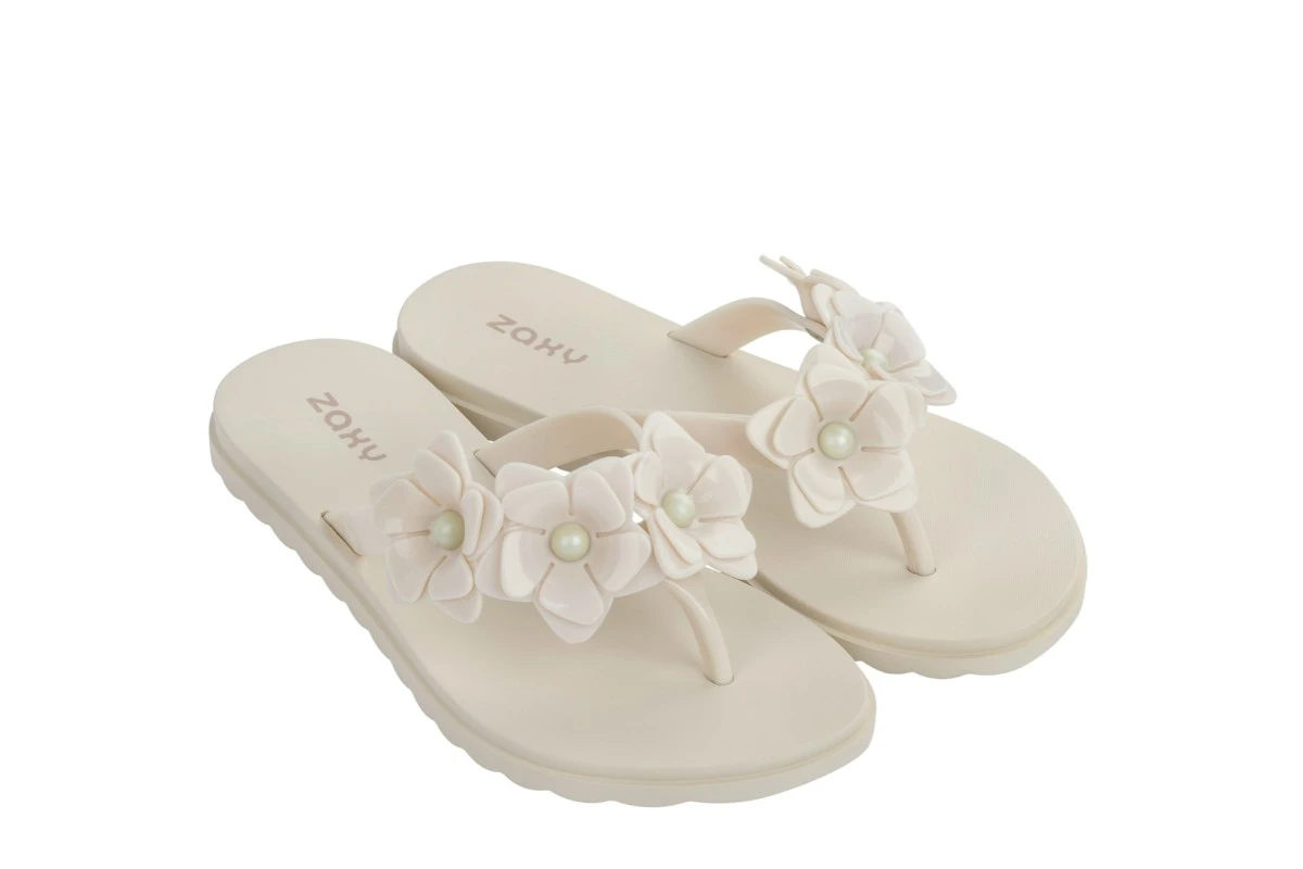 Zaxy Fresh Flower Ivory Flower Flip Flops Flat Sandals 4 Zaxy Fresh Flower Ivory Flower Flip Flops Flat Sandals - Image 2