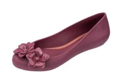 Zaxy Pop Flower Pearl Plum Purple Flat Ballet Shoes