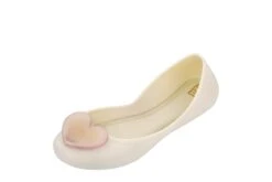 Zaxy Start Love Ivory Gold Heart Flat Vegan Ballet Shoes